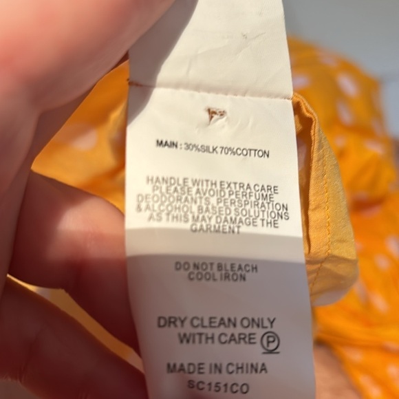 Nicholas Smocked Long Sleeve V-Neck Polka Dot Caftan Maxi Dress Silk Cotton - Picture 10 of 10